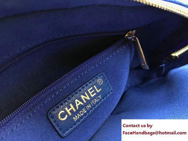Chanel Grained Calfskin Carry Around Bowling Small Bag A91907 Blue 2017 - Click Image to Close