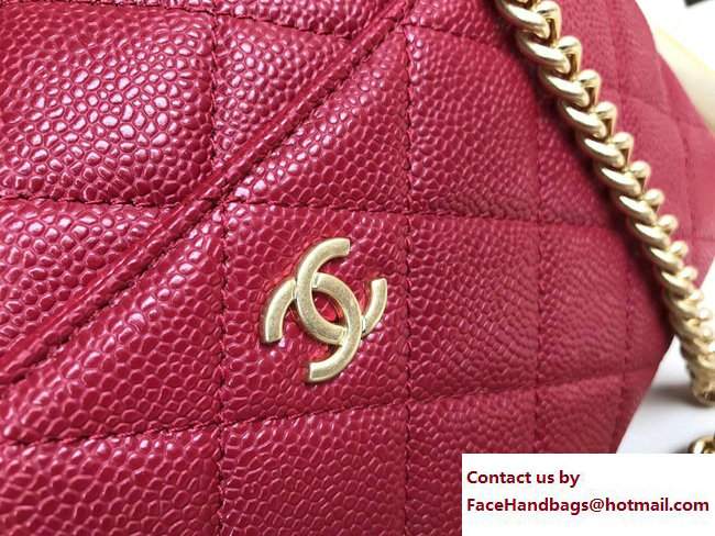 Chanel Grained Calfskin Carry Around Bowling Small Bag A91907 Red 2017 - Click Image to Close