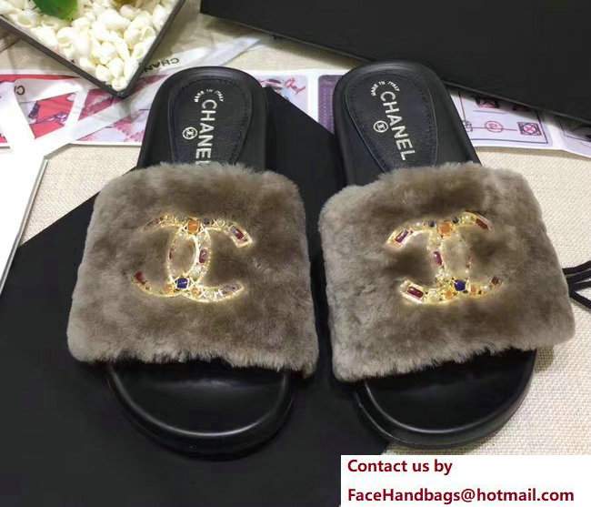 Chanel Multicolor CC Logo Orylag Slipper Sandals Mules Coffee 2017