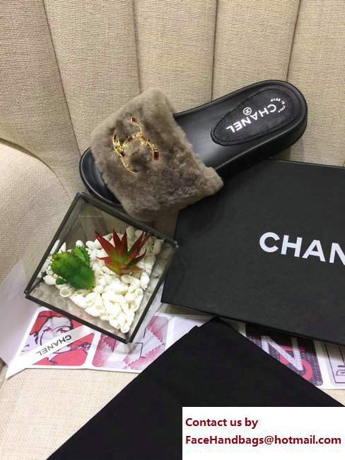 Chanel Multicolor CC Logo Orylag Slipper Sandals Mules Coffee 2017