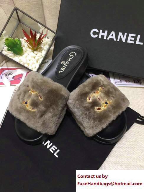 Chanel Multicolor CC Logo Orylag Slipper Sandals Mules Coffee 2017 - Click Image to Close