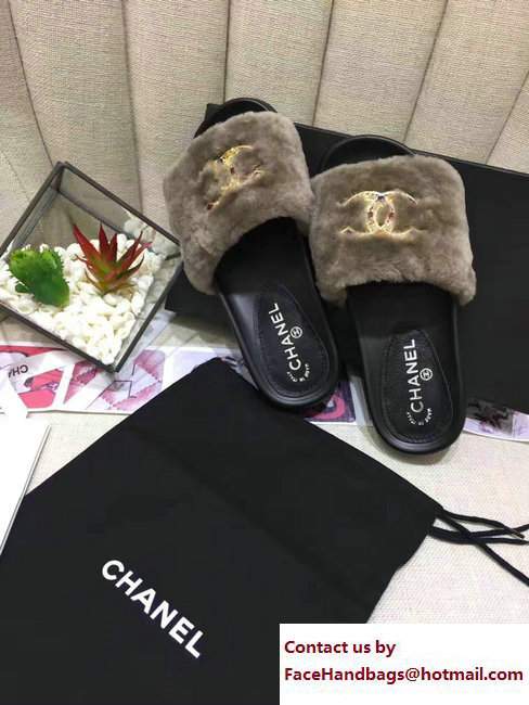 Chanel Multicolor CC Logo Orylag Slipper Sandals Mules Coffee 2017