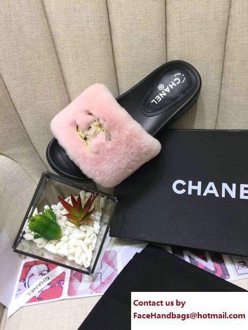 Chanel Multicolor CC Logo Orylag Slipper Sandals Mules Pink 2017