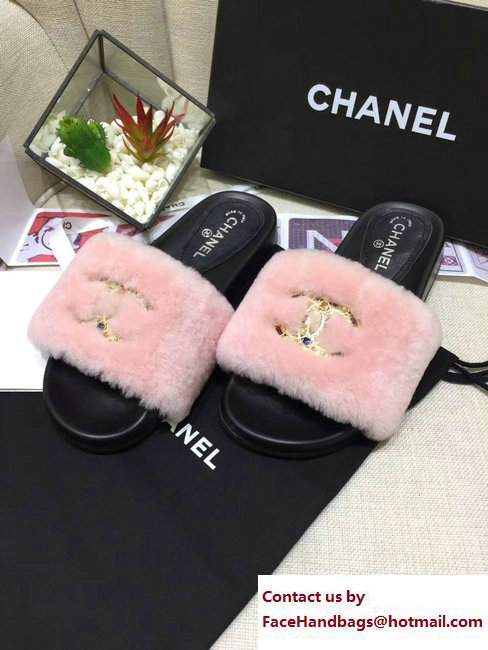 Chanel Multicolor CC Logo Orylag Slipper Sandals Mules Pink 2017 - Click Image to Close