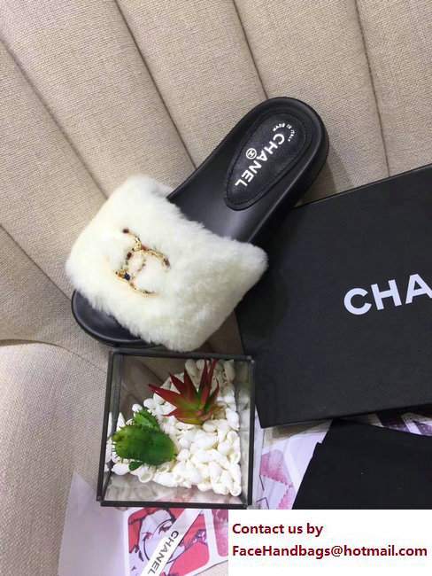 Chanel Multicolor CC Logo Orylag Slipper Sandals Mules White 2017