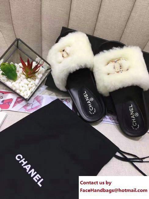 Chanel Multicolor CC Logo Orylag Slipper Sandals Mules White 2017