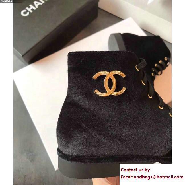 Chanel Velvet Short Boots G33127 Black 2017