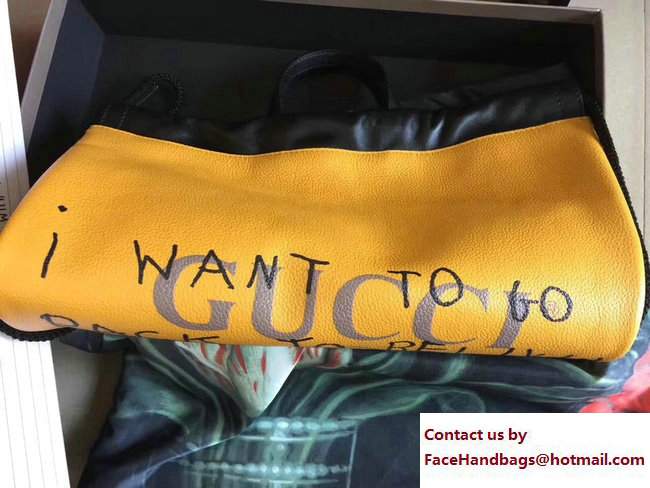 Gucci Coco Capitan Vintage Logo Backpack Bag 494053 Yellow 2017