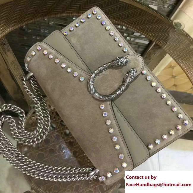 Gucci Crystals Dionysus Suede Shoulder Small Bag 400249 Apricot 2017