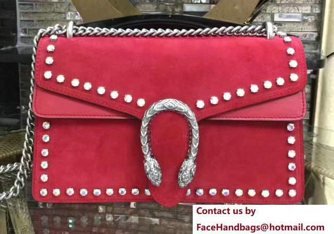 Gucci Crystals Dionysus Suede Shoulder Small Bag 400249 Red 2017 - Click Image to Close