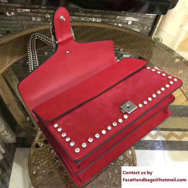 Gucci Crystals Dionysus Suede Shoulder Small Bag 400249 Red 2017