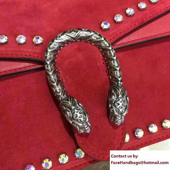 Gucci Crystals Dionysus Suede Shoulder Small Bag 400249 Red 2017