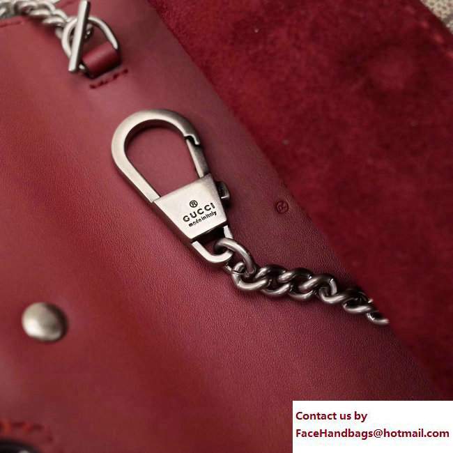 Gucci Dionysus Chain Super Mini Bag 476432 GG Supreme Dark Red 2017 - Click Image to Close