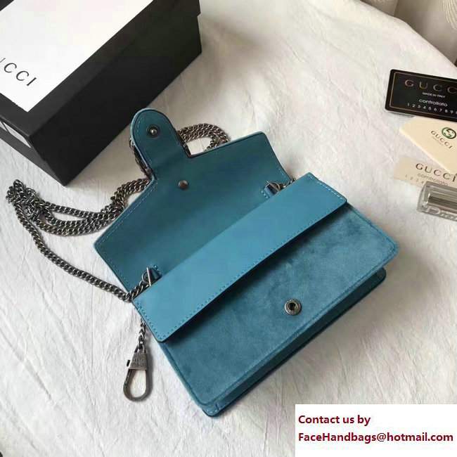 Gucci Dionysus Chain Super Mini Bag 476432 Velvet Peacock Blue 2017