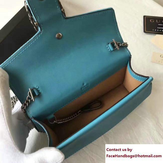 Gucci Dionysus Chain Super Mini Bag 476432 Velvet Peacock Blue 2017