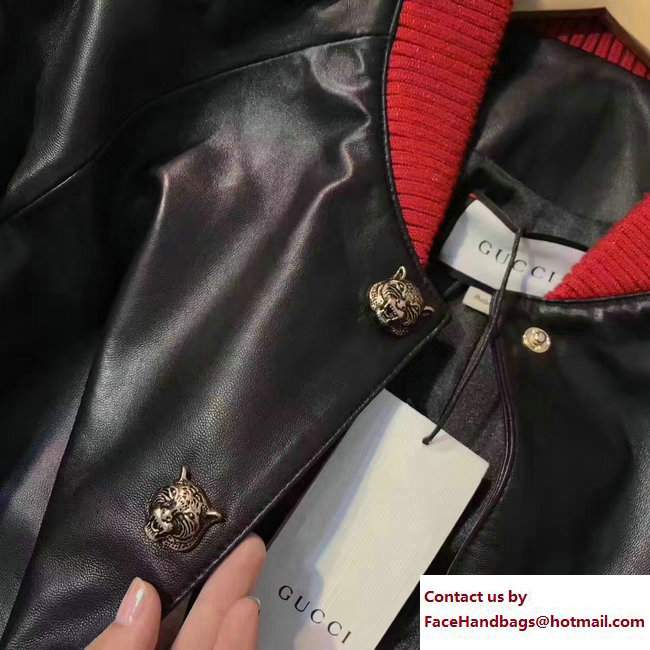 Gucci Embroidered Hollywood Leather Bomber Jacket 479068 2017 - Click Image to Close