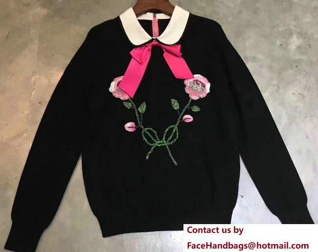 Gucci Flower And Bow Embroidered Sweatshirt 2017 - Click Image to Close