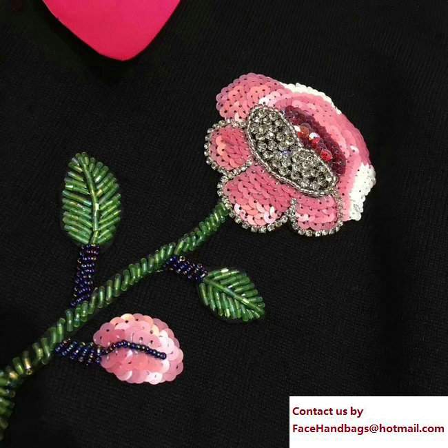 Gucci Flower And Bow Embroidered Sweatshirt 2017