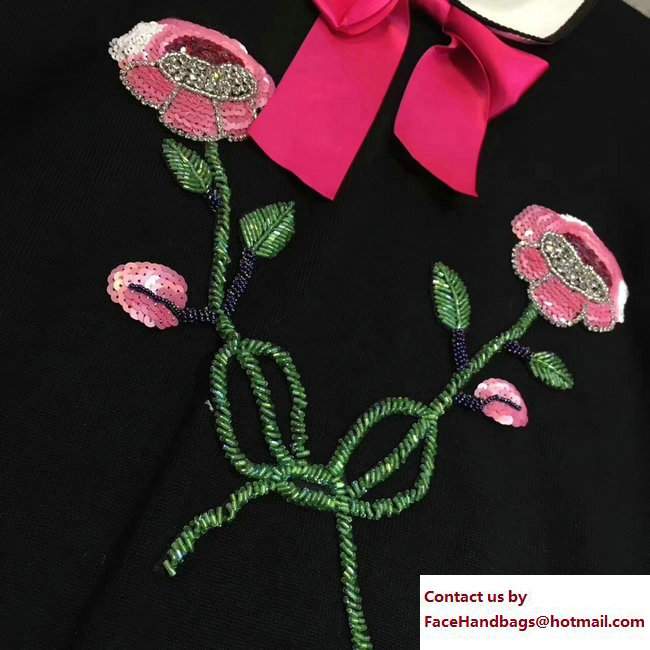Gucci Flower And Bow Embroidered Sweatshirt 2017 - Click Image to Close