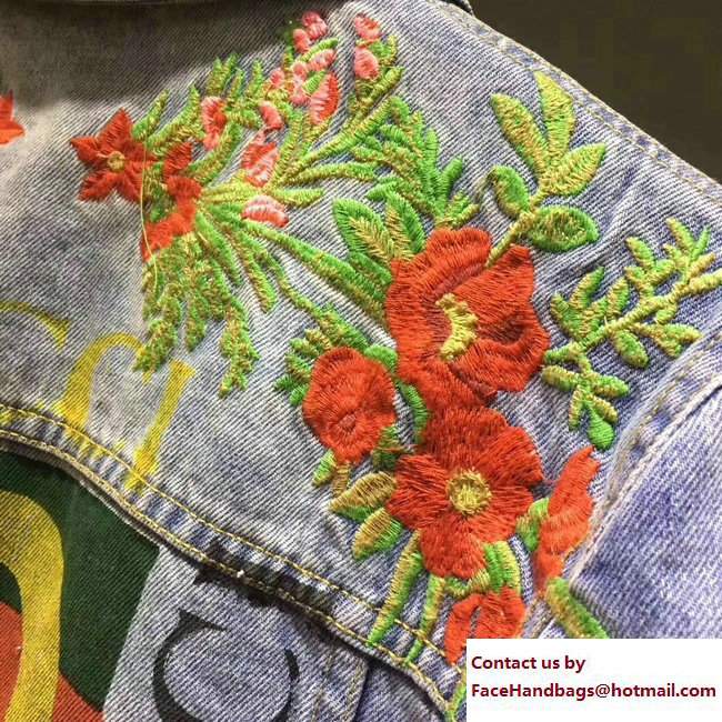 Gucci Flower Embroidered Denim Jacket 475024 Modern 2017 - Click Image to Close