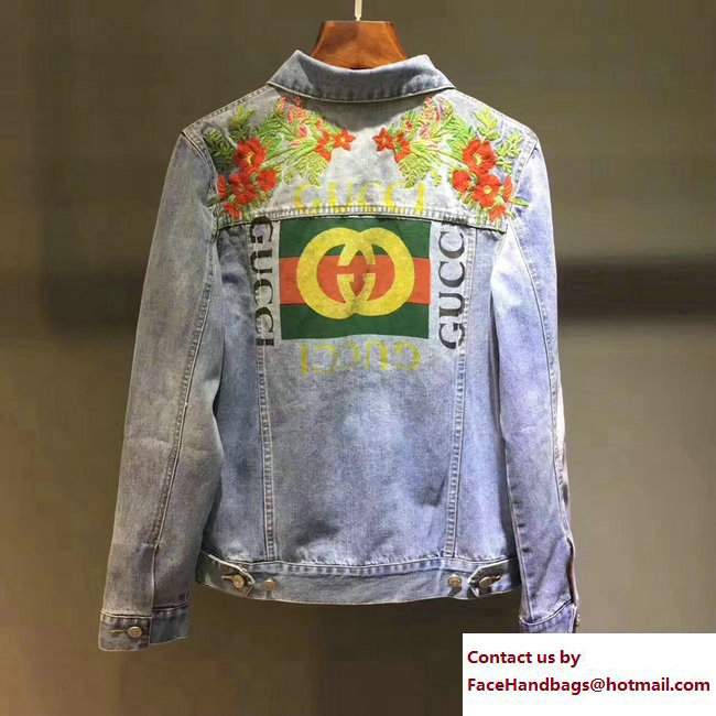 Gucci Flower Embroidered Denim Jacket 475024 Modern 2017