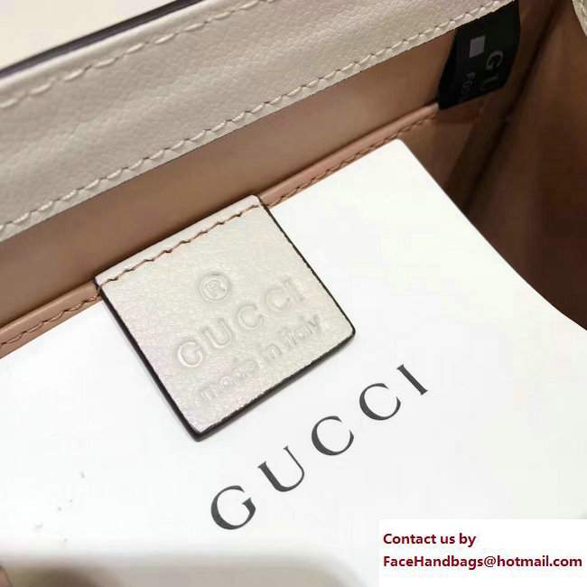 Gucci Fox Head Broche Top Handle Mini Bag 466428 Leather White 2017