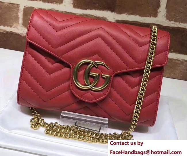 Gucci GG Marmont Matelasse Chevron Mini Bag 474575 Red 2017