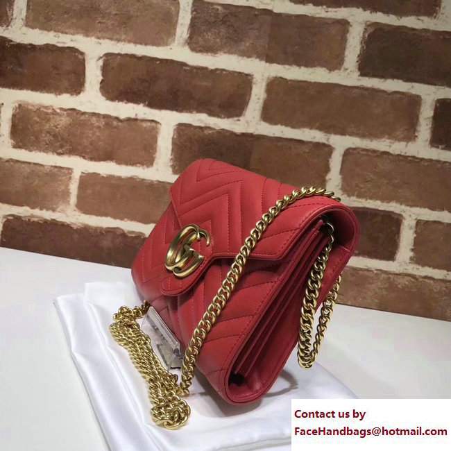 Gucci GG Marmont Matelasse Chevron Mini Bag 474575 Red 2017