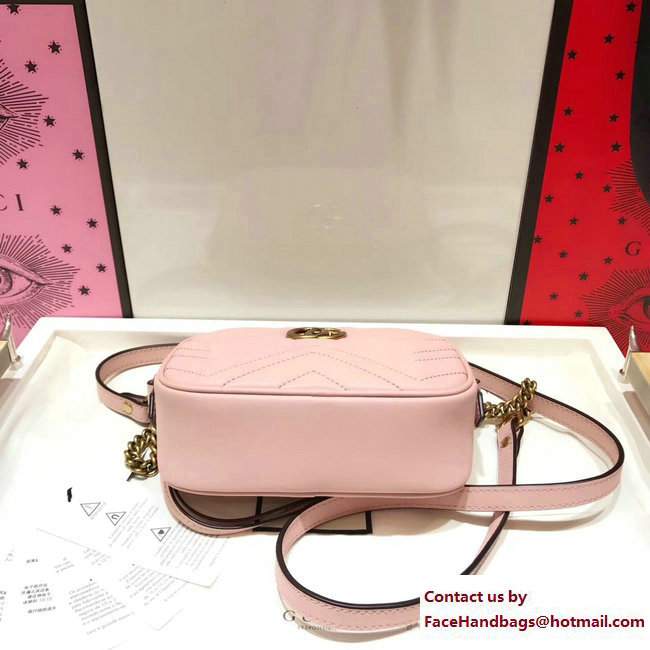 Gucci GG Marmont Matelasse Chevron Mini Chain Shoulder Camera Bag 448065 Pink 2017