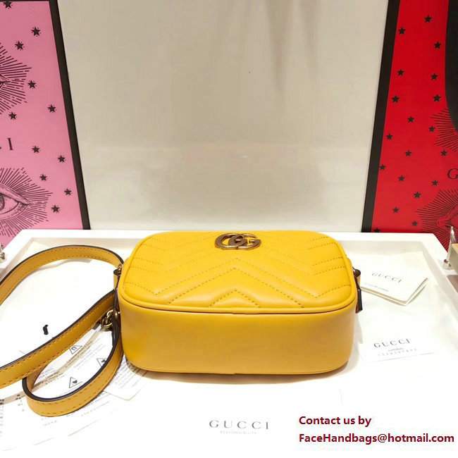 Gucci GG Marmont Matelasse Chevron Mini Chain Shoulder Camera Bag 448065 Yellow 2017