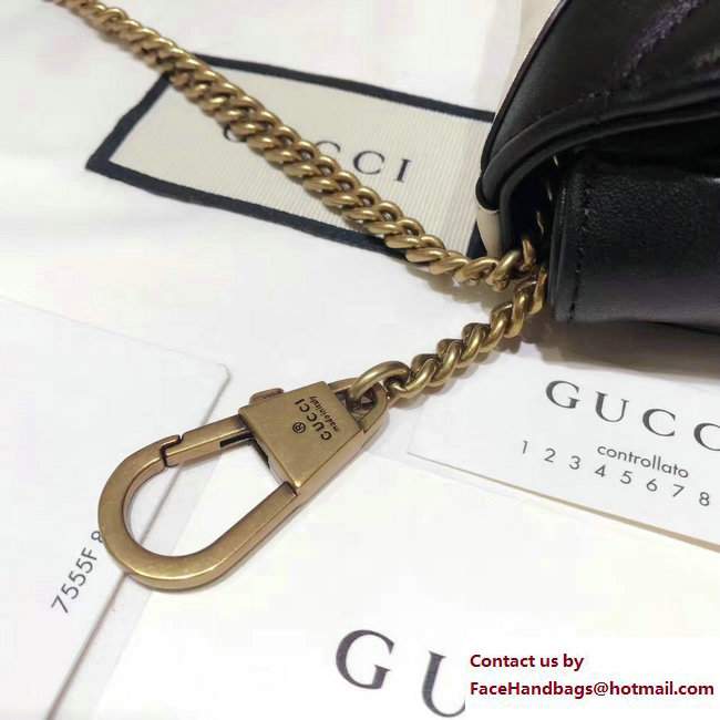 Gucci GG Marmont Matelasse Chevron Super Mini Chain Shoulder Bag 476433 Black/White 2017