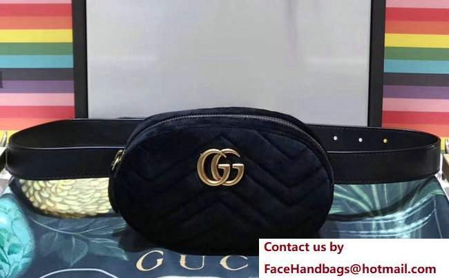 Gucci GG Marmont Matelasse Velvet Belt Bag 476434 Black 2017