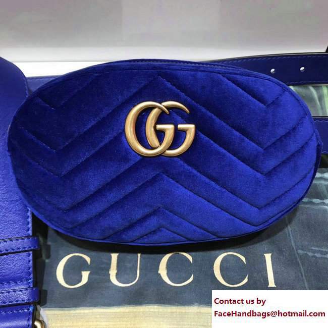 Gucci GG Marmont Matelasse Velvet Belt Bag 476434 Blue 2017