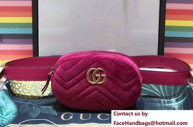 Gucci GG Marmont Matelasse Velvet Belt Bag 476434 Fuchsia 2017