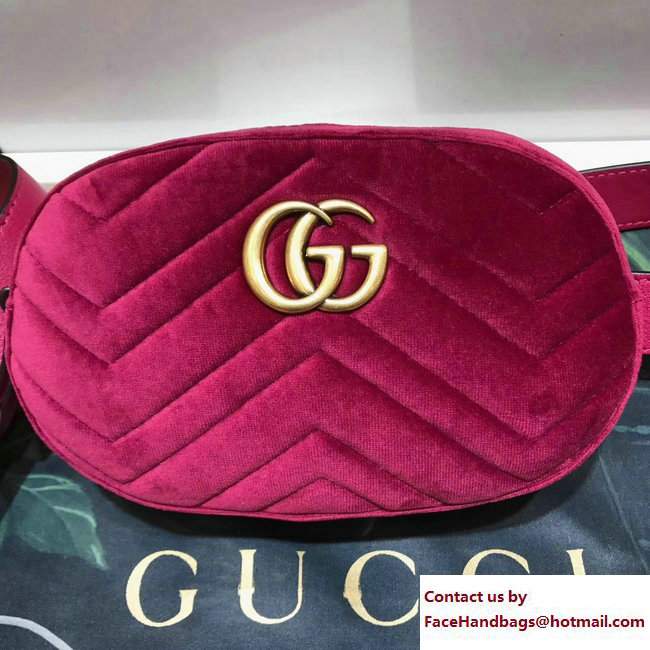 Gucci GG Marmont Matelasse Velvet Belt Bag 476434 Fuchsia 2017 - Click Image to Close