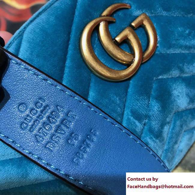 Gucci GG Marmont Matelasse Velvet Belt Bag 476434 Turquoise 2017 - Click Image to Close