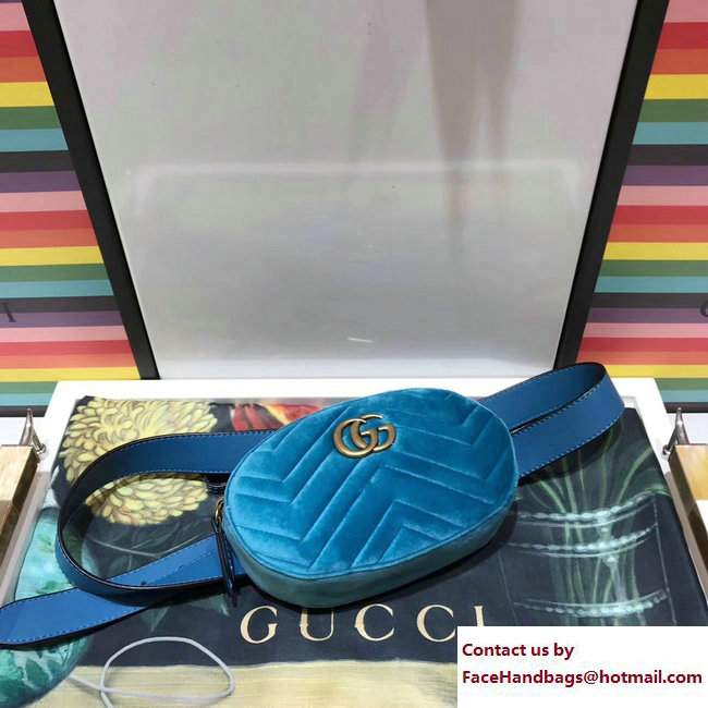 Gucci GG Marmont Matelasse Velvet Belt Bag 476434 Turquoise 2017