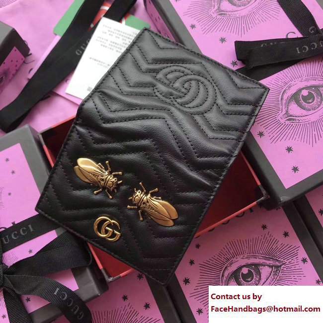 Gucci GG Marmont Metal Animal Insects Studs Card Case 466492 Cicadas Black 2017