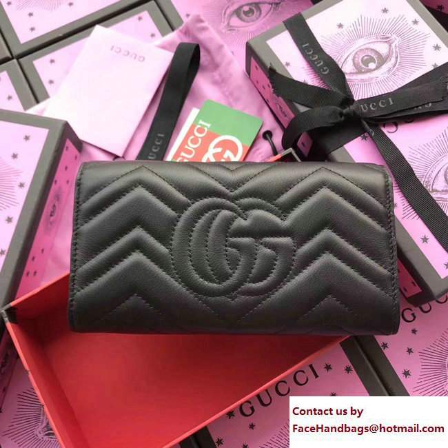 Gucci GG Marmont Metal Animal Insects Studs Continental Wallet 443436 Black 2017