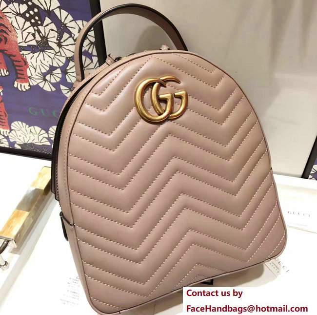 Gucci GG Marmont Quilted Leather Backpack 476671 Nude 2017 - Click Image to Close