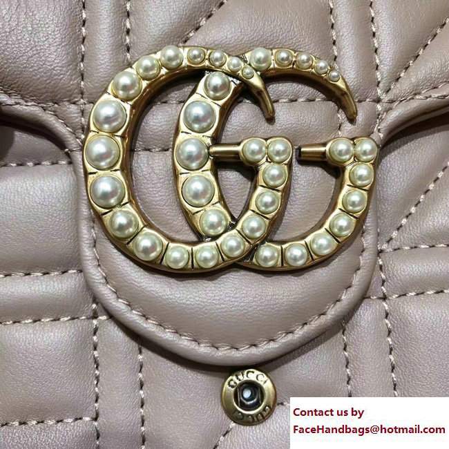 Gucci GG Pearls Marmont Matelasse Chain Mini Bag 443122 Nude 2017 - Click Image to Close