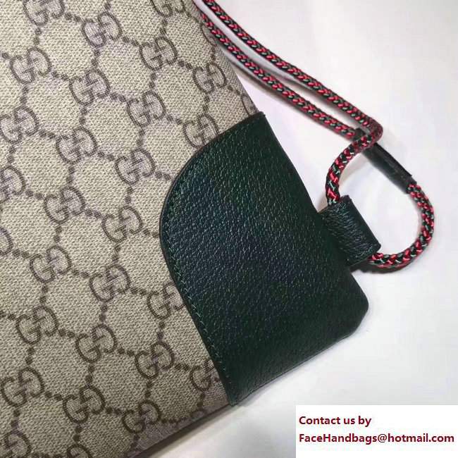 Gucci GG Supreme Drawstring Backpack Bag 473872 Green 2017 - Click Image to Close