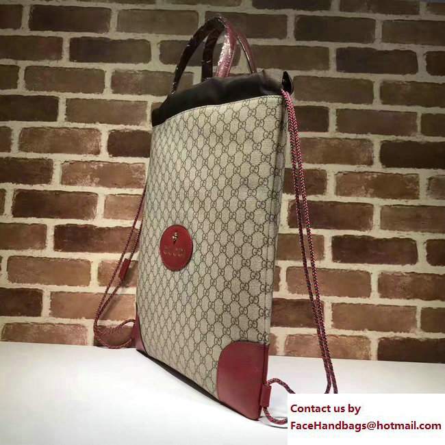 Gucci GG Supreme Drawstring Backpack Bag 473872 Red 2017 - Click Image to Close