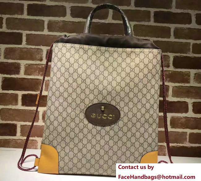 Gucci GG Supreme Drawstring Backpack Bag 473872 Yellow 2017