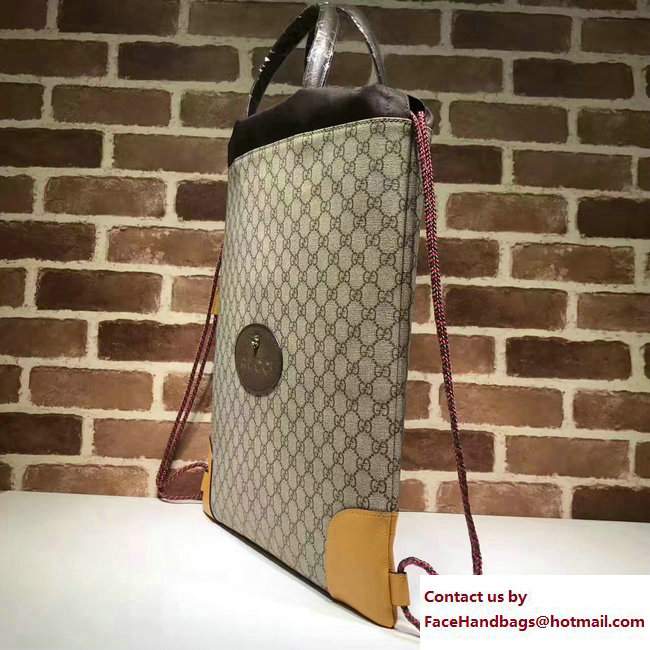 Gucci GG Supreme Drawstring Backpack Bag 473872 Yellow 2017 - Click Image to Close