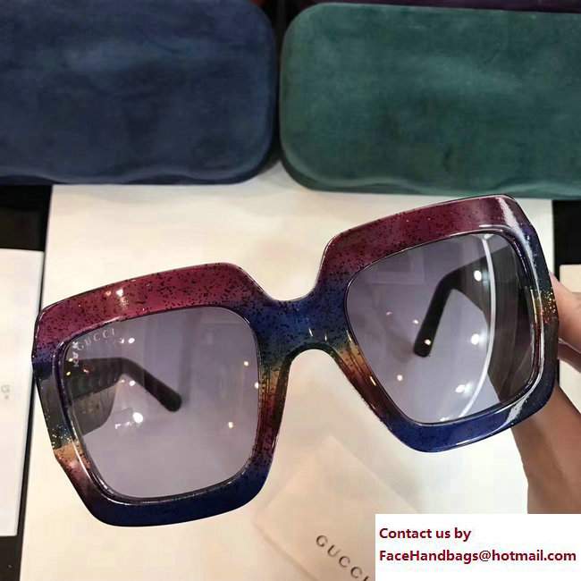 Gucci Glitter Square-Frame Acetate Sunglasses 461705 06 2017 - Click Image to Close