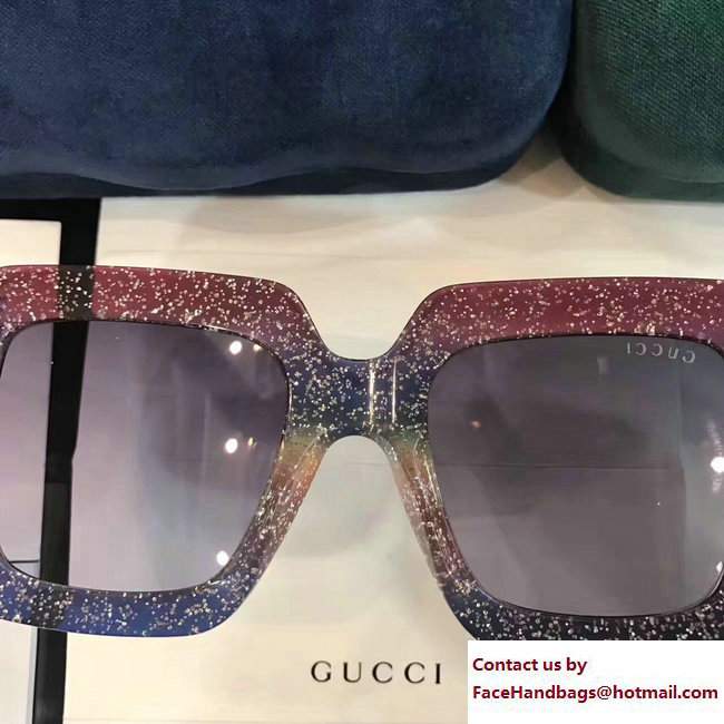 Gucci Glitter Square-Frame Acetate Sunglasses 461705 06 2017