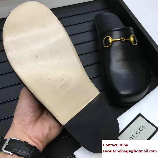 Gucci Horsebit Detail Leather Men's Slipper 449922 Black 2017 - Click Image to Close