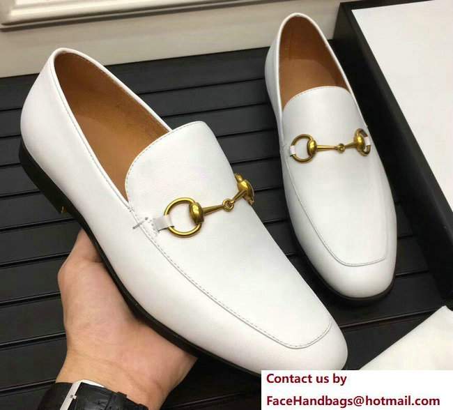 Gucci Leather Men's Loafer Horsebit 407314 White - Click Image to Close