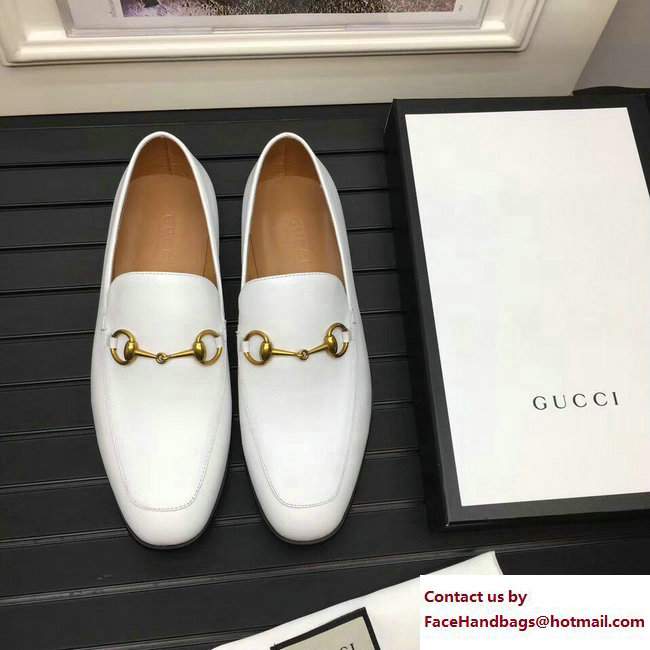Gucci Leather Men's Loafer Horsebit 407314 White